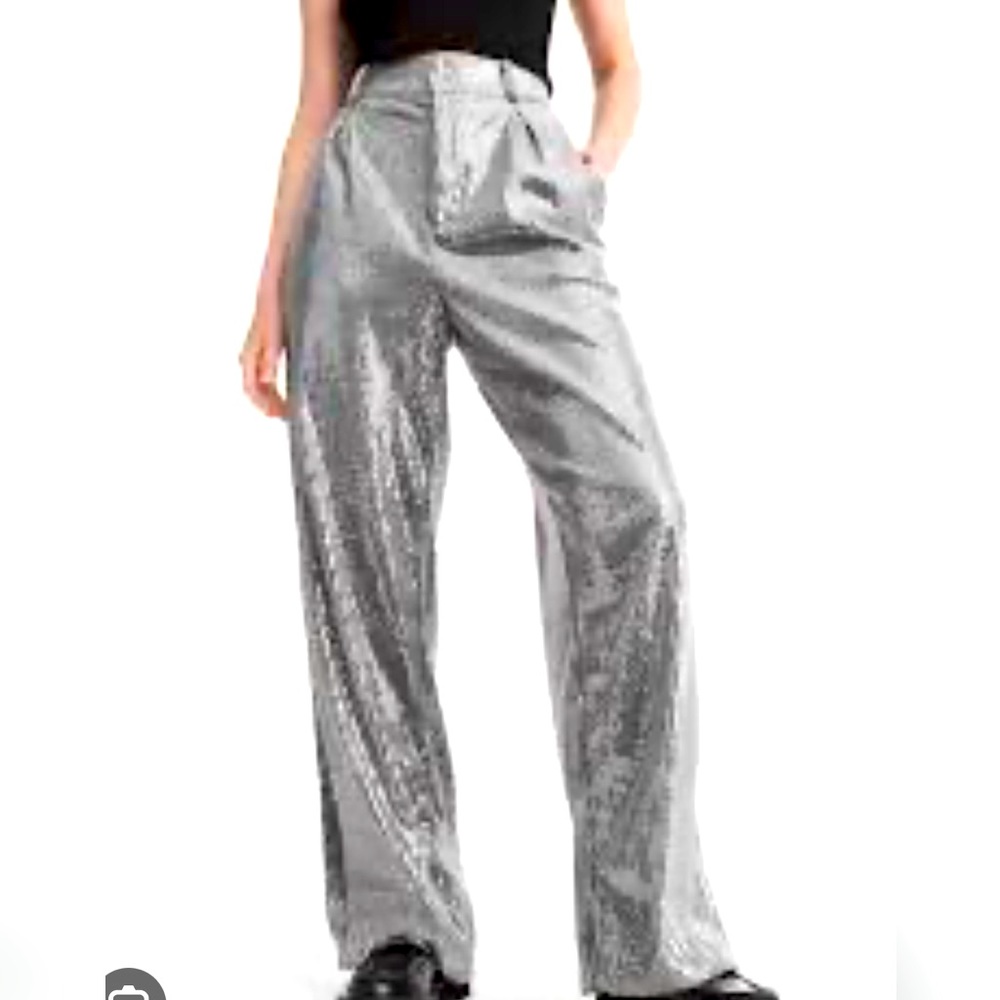 Sequin pants metallic color